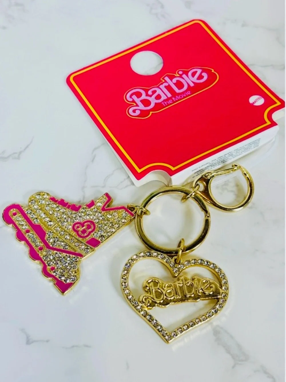 A-1DC-39: BAG CHARM/KEYCHAIN: BARBIE w/Pink & Golden Accents, Rhinestones, NWOT